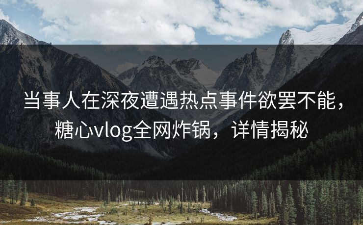 当事人在深夜遭遇热点事件欲罢不能，糖心vlog全网炸锅，详情揭秘