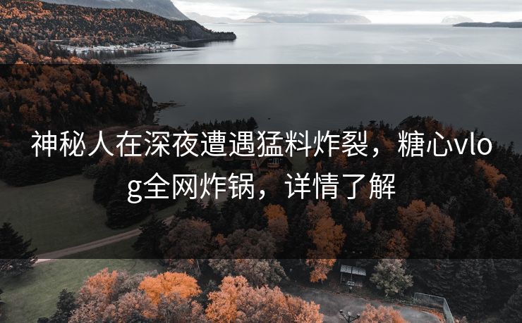 神秘人在深夜遭遇猛料炸裂，糖心vlog全网炸锅，详情了解
