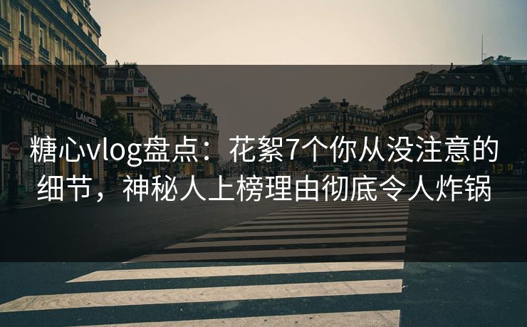 糖心vlog盘点：花絮7个你从没注意的细节，神秘人上榜理由彻底令人炸锅