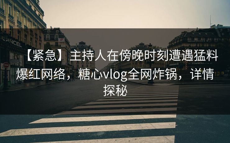 【紧急】主持人在傍晚时刻遭遇猛料爆红网络，糖心vlog全网炸锅，详情探秘