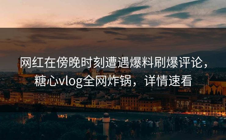网红在傍晚时刻遭遇爆料刷爆评论，糖心vlog全网炸锅，详情速看