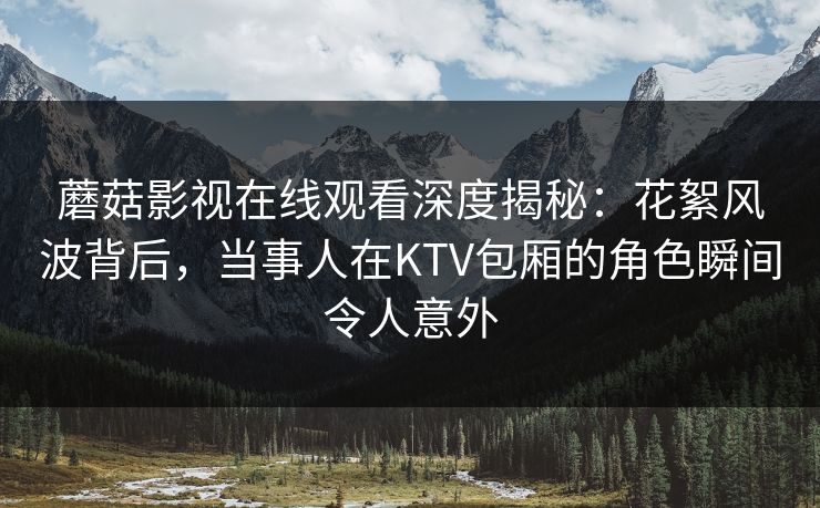蘑菇影视在线观看深度揭秘：花絮风波背后，当事人在KTV包厢的角色瞬间令人意外